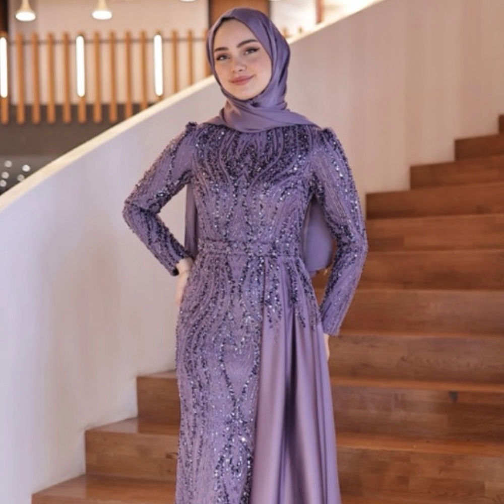 Lavish Long Sleeve Purple Dress
